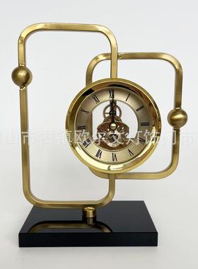 摆台式钟表座钟客厅玄关柜斗柜电视柜摆件欧式现代静音座钟摆件