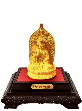 绒沙金观音摆件站立观音菩萨佛像坐莲观音绒沙金家居装饰品工艺