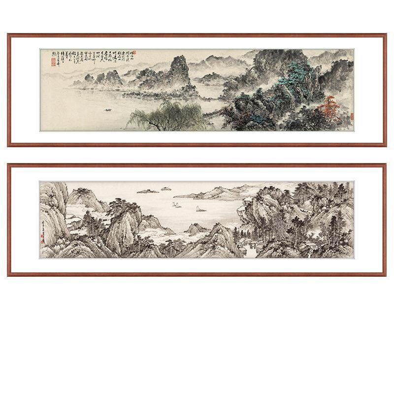 中式禅意水墨山水画客厅级感名人字画借问西湖书房茶室古风挂画