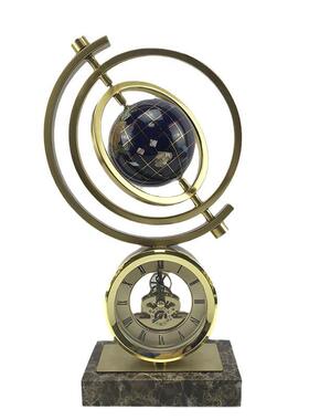 现代轻奢高档金属浑天仪地球仪时钟摆件座钟样板间客厅酒柜桌面