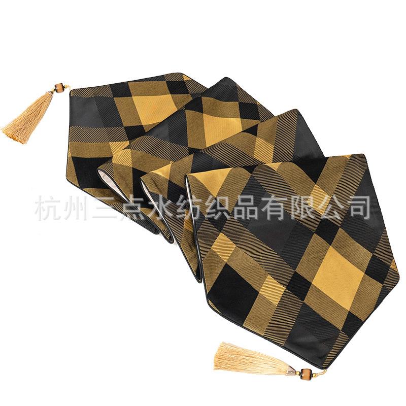 现代北欧餐桌旗轻奢酒店民宿床旗长条装饰布茶几旗高端中间桌布条