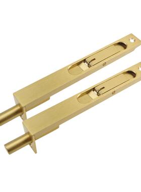 B005铜暗插样板F型铜插销门窗哑砂金铜插销32寸复古风格插销