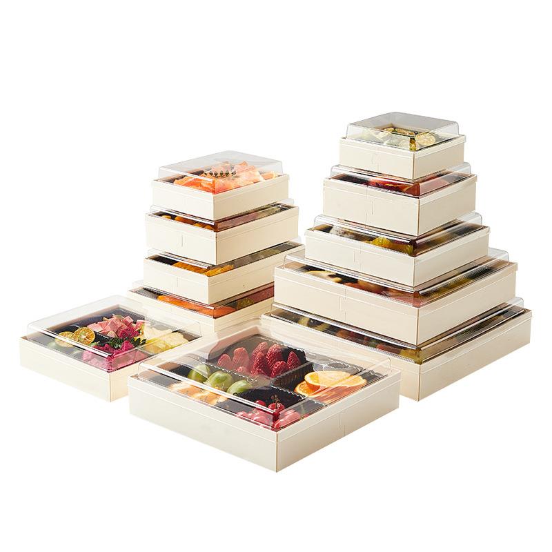 网一次性果切木盒红水果装盒高颜值木质四格果切子SGMH150外卖包