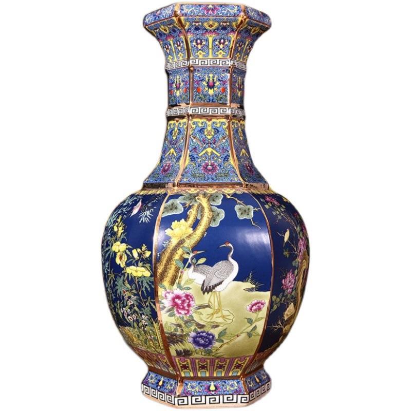 景德镇陶瓷器花瓶客厅插花摆件仿古中式大号粉彩电视柜书房博古架