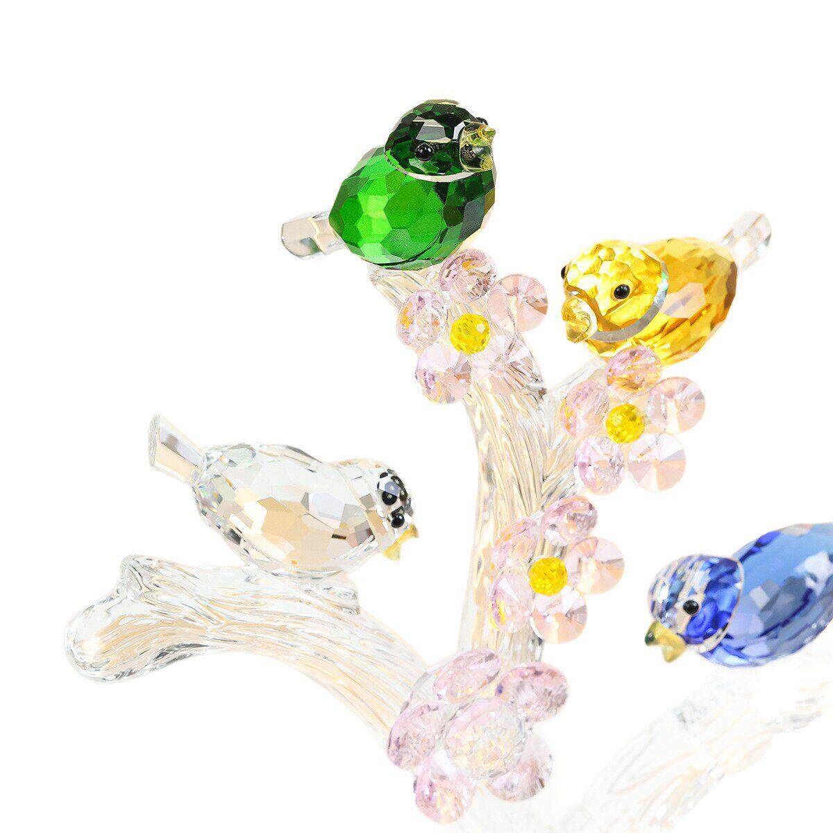 水晶小鸟树摆件家居客厅装饰品桌面轻奢工艺品29cm彩色鸟枝