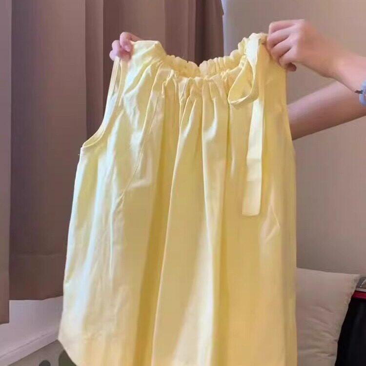法式背心衬衫女夏季外穿绝美超好看露肩无袖上衣碎花半身裙子套装