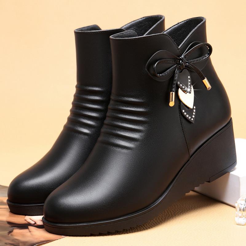Mom Cotton Shoes Women's Wedge-heeled Thick-soled Velve