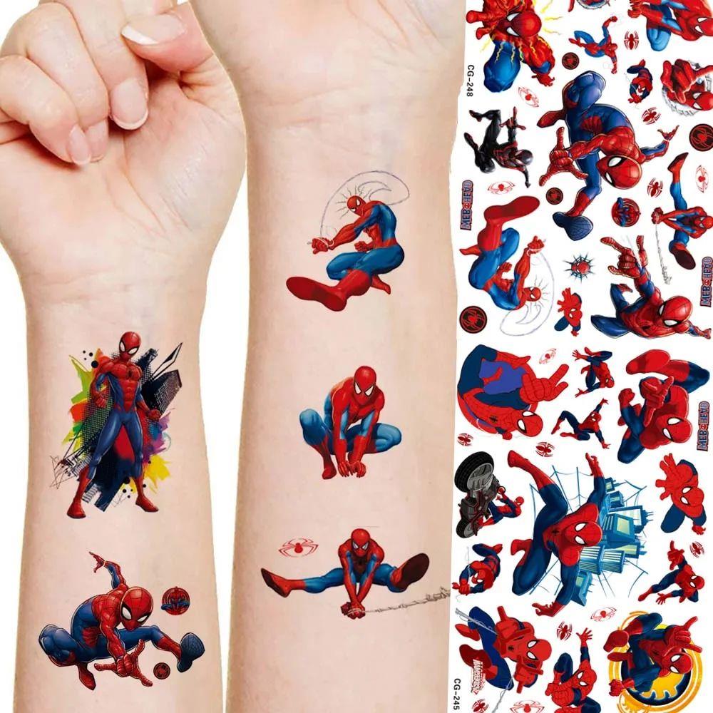 Marvel Spiderman Tattoo Sticker Action Figure Anime Iron