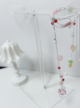 甜美多巴胺彩色蘑菇串珠吊坠项链女小众可爱少女风百搭锁骨链潮