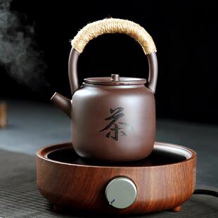 紫砂壶提梁壶可烧加热宜兴带内胆烧茶煮茶花茶冲泡茶器明火电陶炉