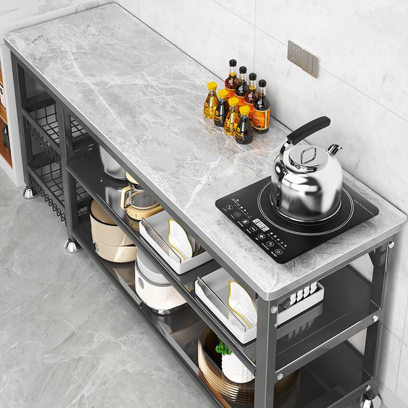 RjbHatQxhtd雪山石岩板物厨房置架烤箱家用收纳边柜多功能餐柜操