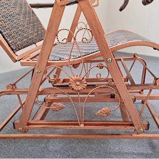 藤椅爽摇摇椅逍遥老室阳台庭院午休睡懒人人靠背铁艺凉藤编躺J982