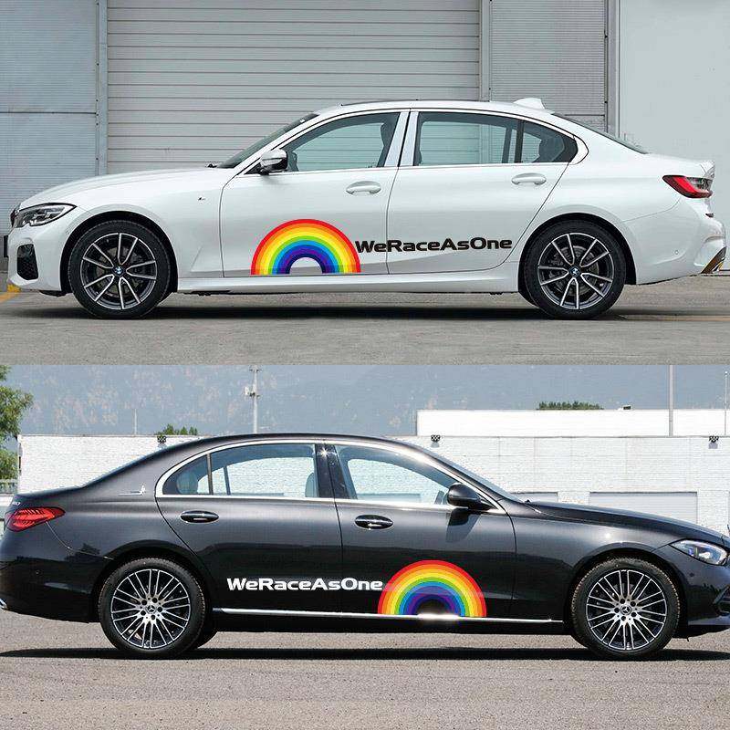 1彩安车全全车彩虹贴GTR车身侧裙贴纸个性KF-彩虹改F装贴画虹汽车