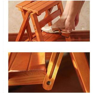木质折叠凳家用梯楼梯多功能ING坐凳子折叠梯步步三木梯免安四装