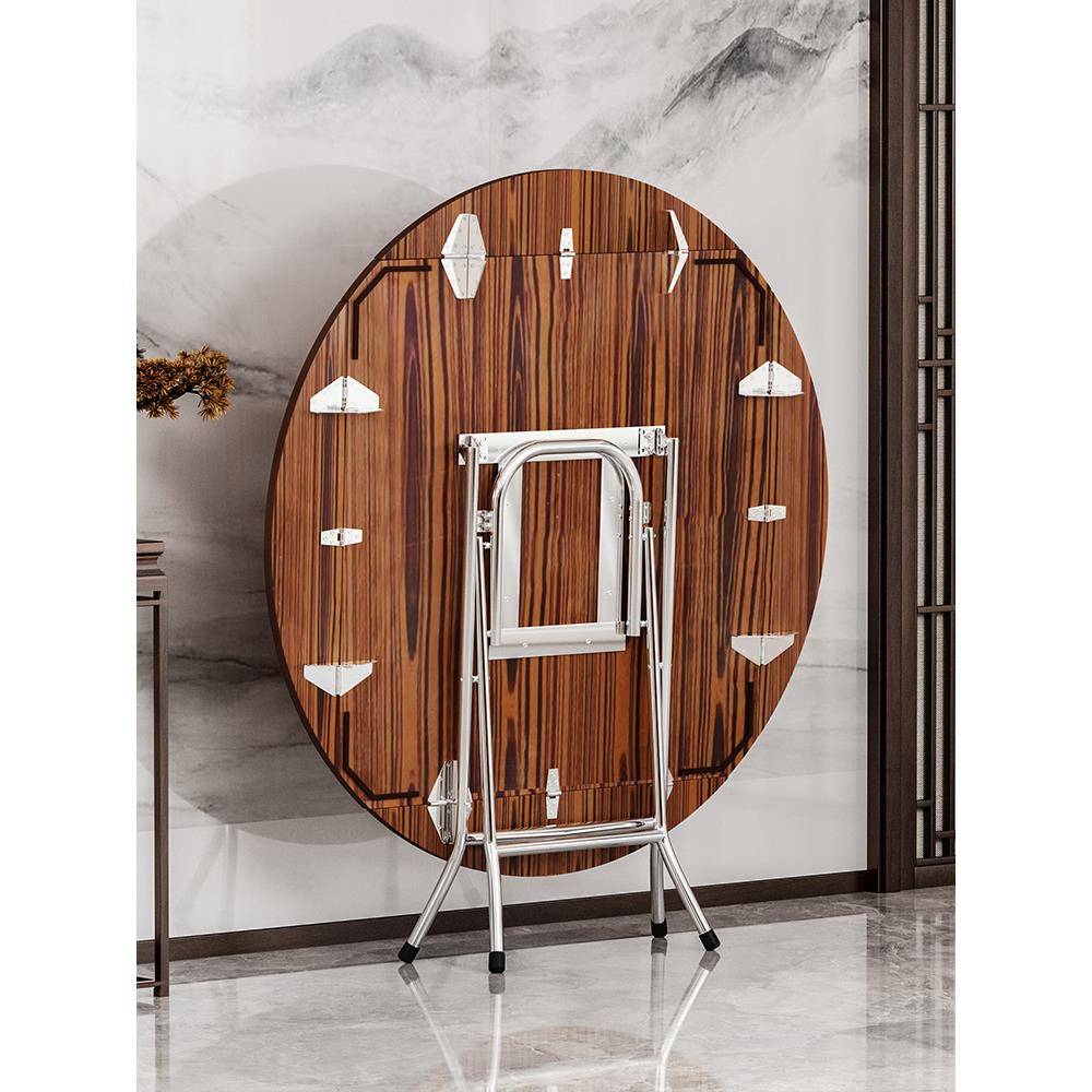 fc边无品牌/实圆木折叠家用靠站吃桌饭桌子简易桌餐桌椅组合出租