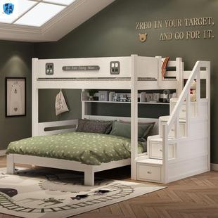 新款子实母床全木家YZF用层高架上下童床儿高低床双层上床下学二