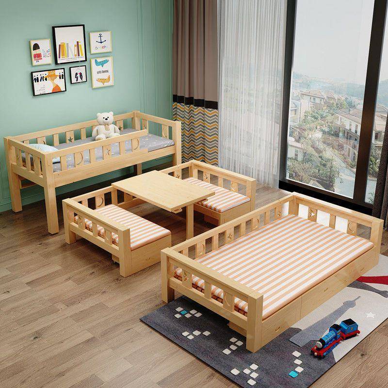 实木儿童床上下床双层床床高床子母上床下桌上下铺桌多功MKM能低