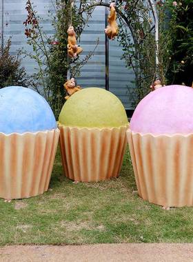 装卡通甜甜蛋糕布丁璃钢雕塑酒店商场圈美陈玻拍TB-63172照摄影道