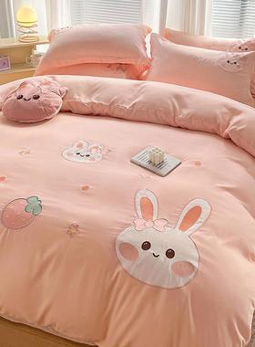 卡通水洗棉绣床上四件刺套被罩床单床笠款学生宿舍.5WZ100553m套1