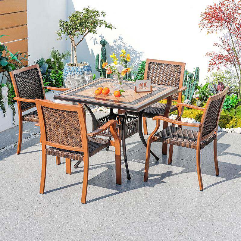 户外塑木桌餐25.2.28椅别墅露天外台藤编藤椅庭院露花园院子摆休
