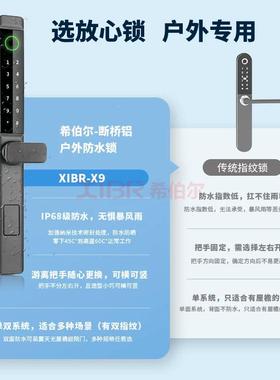 断桥铝防水平指纹锁塑钢璃推拉移zzy75095玻门商铺密庭院门码锁