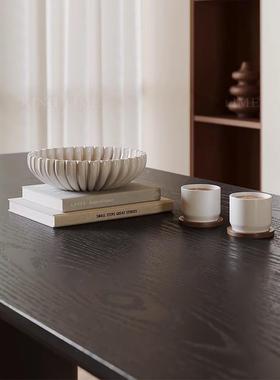 术设TEM计师款中黑色木法式复古长方型饭桌实家用古风组合桌椅艺