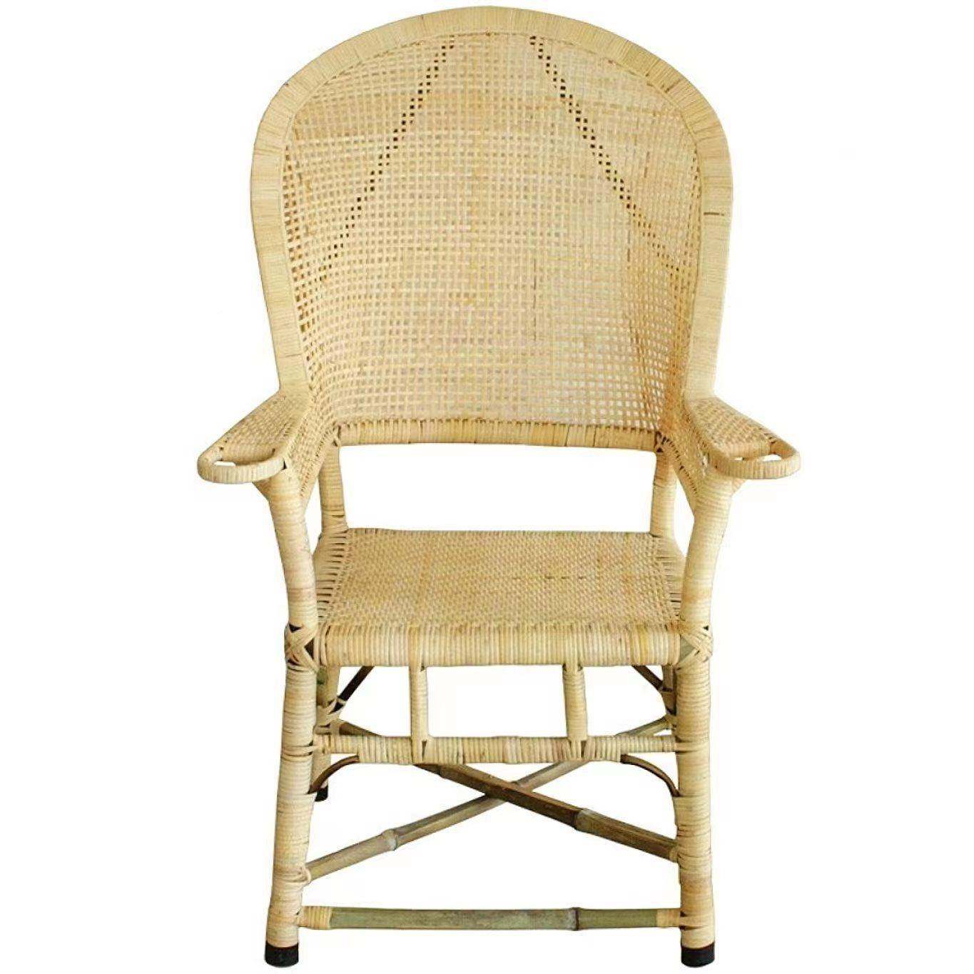 天然藤椅单高F96M7JH8背椅编竹椅子老式老人椅办公椅电靠脑椅人藤