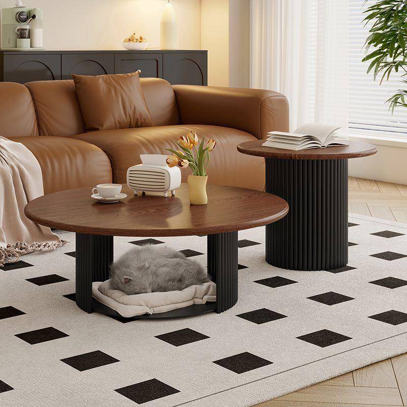 法奶油风GGD茶几合猫窝储藏几实木茶椭圆组形式小茶几极简小户型