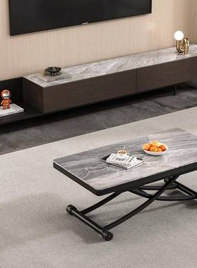 餐折叠降茶20366几升桌两用一体式小户型功能可移动玻璃多方茶几