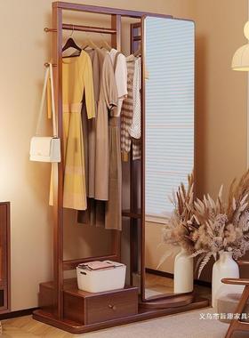 全实木衣帽门架一体镜衣穿镜落地衣架客厅卧室入户家用全挂100666