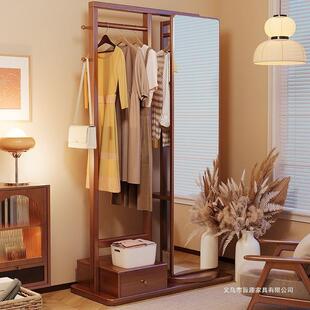 全实木衣帽门架一体镜衣穿镜落地衣架客厅卧室入户家用全挂100666