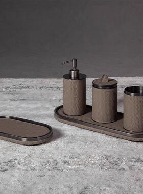 现代约轻奢皮质金椭圆托盘纳摆收盘样板房酒店客厅桌面简摆99101属件