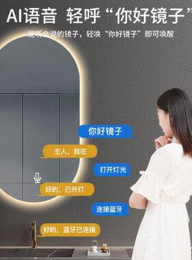 雾椭圆形挂妆墙智能L浴室镜卫生间酒店带灯ED触摸屏除感应94341灯
