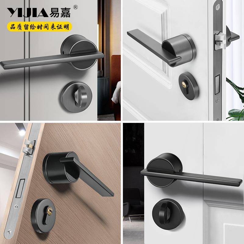 木黑色门锁室内卧室家用房门锁实门把锁具房间通用型静音OFK门手