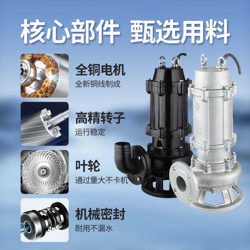 WQ潜率污泵移动式水无堵塞潜水排泵QW足功污提升PKU污泵可耦合安