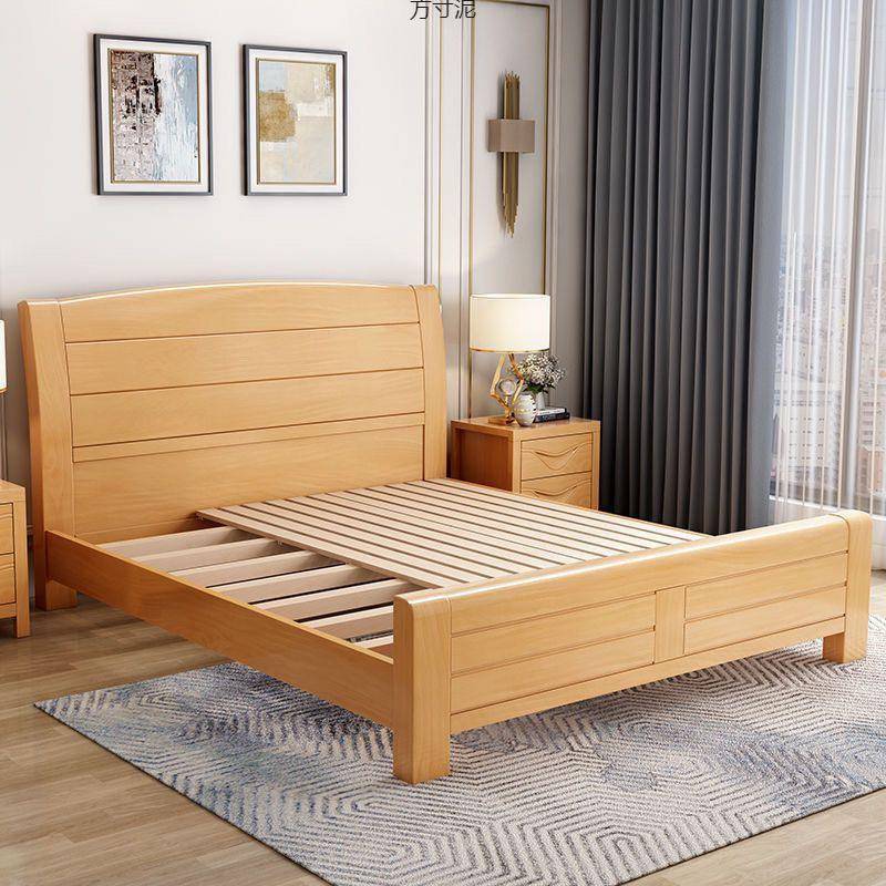 榉木木床JFY1.8米中式原木双人1.5米主储卧高箱物婚床床1.实2m单