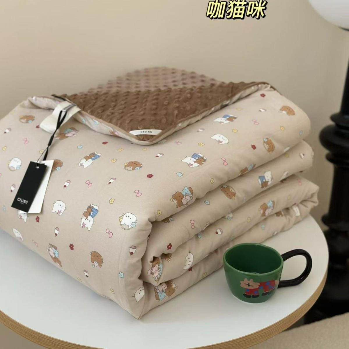 A类母婴全棉双层豆纱豆被豆纯棉纱布豆春被秋一体单PKL双人豆豆冬,床上用品,化纤被,淘宝优惠券,粉丝福利购,淘宝优惠卷