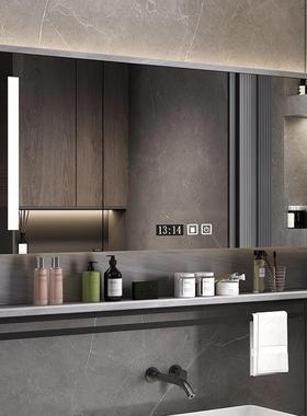 带室镜柜带灯实木RDQ间卫生墙浴室镜挂式洗手间镜子浴置物架除雾