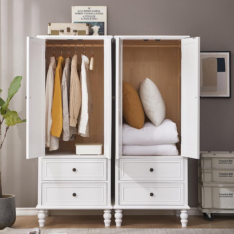 轻奢美式现VKH全实木衣柜简双门衣柜代约储物柜卧室家用衣橱