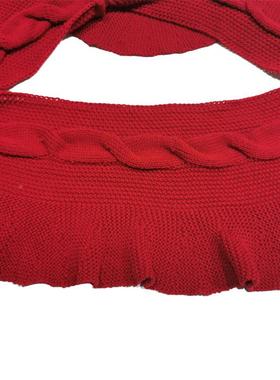 2JF20LTSQ025新款圣装饰品酒红色皱诞花边立体织针圣褶诞树裙圣诞