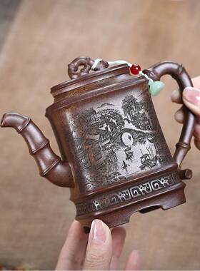 爆一件分销密文段发货宜兴紫砂壶高VGK温柴烧沉江香泥南水乡竹茶