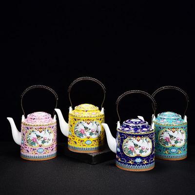 满彩陶瓷提梁茶壶家用泡壶宫廷茶器壶高档壶凉水壶开水16513瓷壶