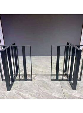 现岩板餐桌高端大理脚石长腿碳素钢底座桌支架轻奢金KDW属架子代