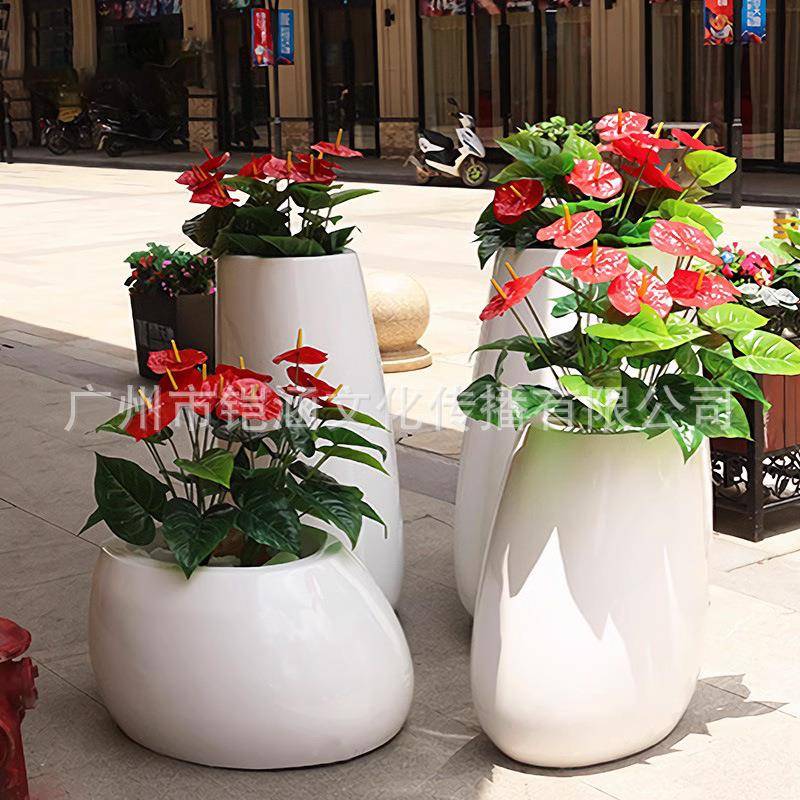 户外玻XEW璃钢盆广花场景观装饰现代简约钵座花组合儿童乐椅园大