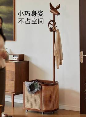实脏木衣篓衣架体高颜值OIN轻奢藤编一收纳脏衣篮脏衣帽服收纳筐