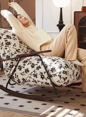 法沙发客式意式水墨单人摇椅厅台阳懒人躺椅家用复古休闲摇98057