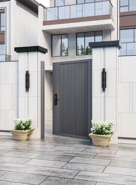 铝合金大门铝艺中别墅院大门双开88门全铝斜百式叶新简洁双庭开大