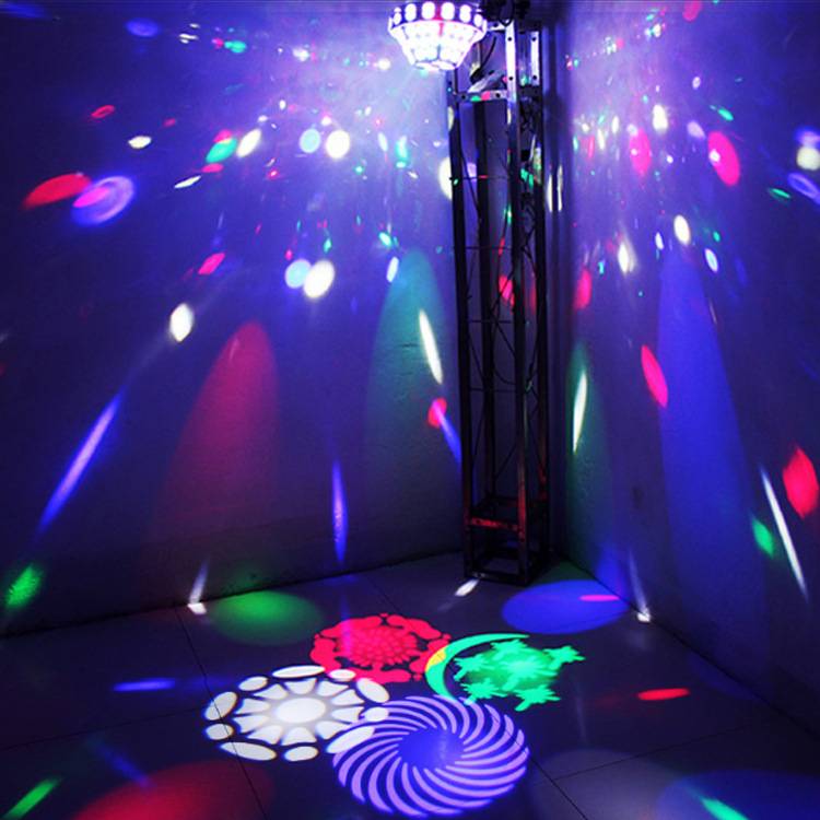 新品LED舞台灯星空图案大水晶双层魔球声控灯RGB舞台灯厂家