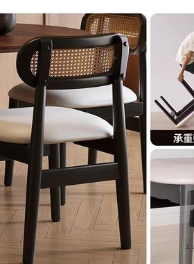 餐厅椅桌中古2025新款椅子法式古椅餐家用实木靠背81032藤编椅复