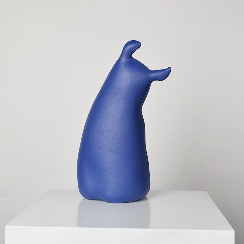 橙色忧郁猪轻奢客蓝厅电视柜意可爱色创小动猪物雕塑BUF摆件软装